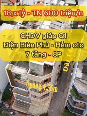 Chỉ 18,x tỷ - có CHDV Điện Biên Phủ giáp Quận 1 - Thu nhập 600 triệu / năm - Hẻm xe tải tới nhà - 7 tầng - 8+ phòng có ban công cửa sổ wc riêng - đầy đủ nội thất #nhabanbinhthanh  ##dienbienphquan1  #nhabanbinhthanh 