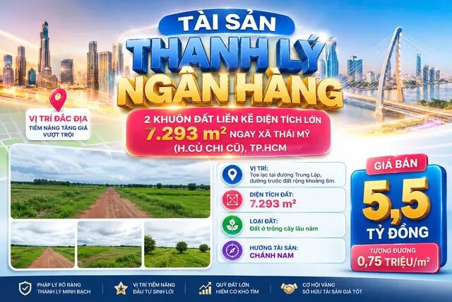 7293 m2 đất trồng cây lâu năm Củ Chi Chỉ 5,5 tỷ ~0,75tr/m2